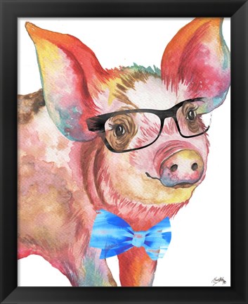 Framed Nerdy Pig Print