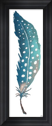 Framed Dotted Blue Feather II Print