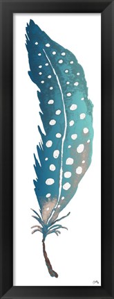 Framed Dotted Blue Feather II Print