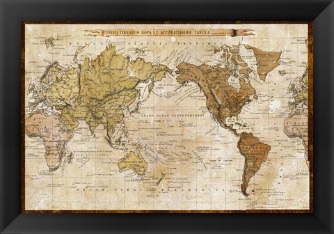 Framed Map of World Print