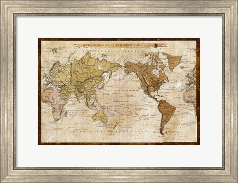 Framed Map of World Print