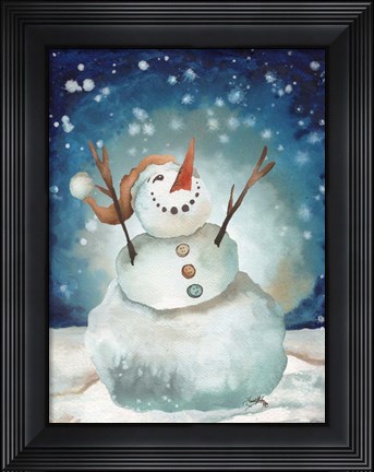 Framed Snowman Cheers I Print