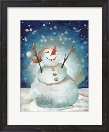 Framed Snowman Cheers I Print