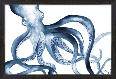 Framed Octopus in the Blues Print