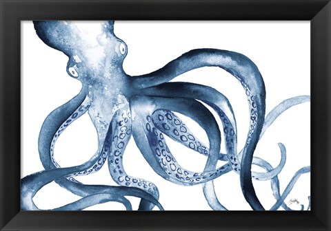 Framed Octopus in the Blues Print