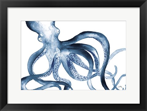 Framed Octopus in the Blues Print
