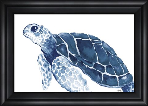 Framed Turtle in the Blues Print