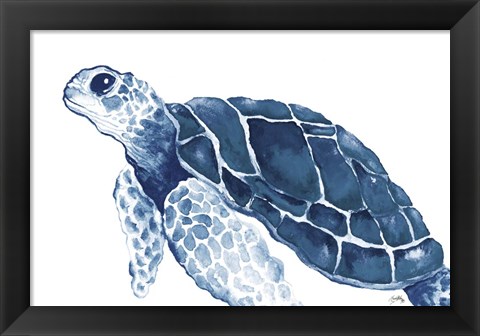 Framed Turtle in the Blues Print