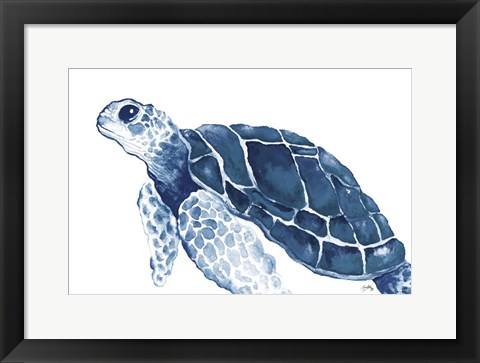 Framed Turtle in the Blues Print