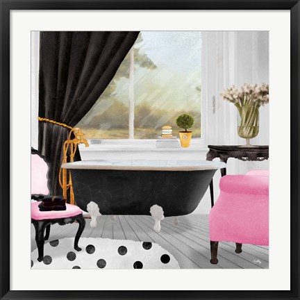 Framed Pop of Pink Bath II Print