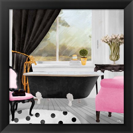 Framed Pop of Pink Bath II Print