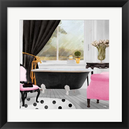 Framed Pop of Pink Bath II Print