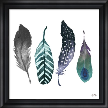 Framed Indigo Feathers Print