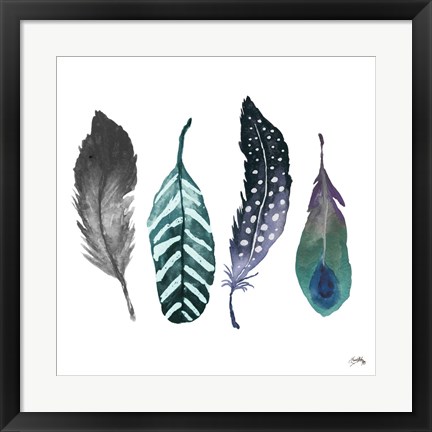 Framed Indigo Feathers Print