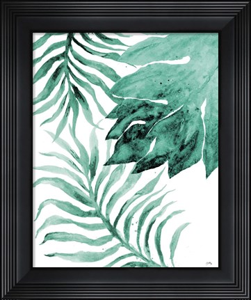 Framed Teal Fern and Leaf II Print