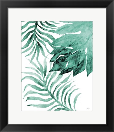 Framed Teal Fern and Leaf II Print