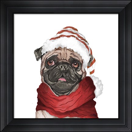 Framed Holiday Pug Print
