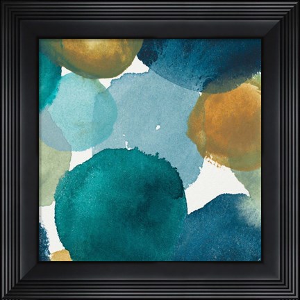 Framed Teal Watermarks Square II Print