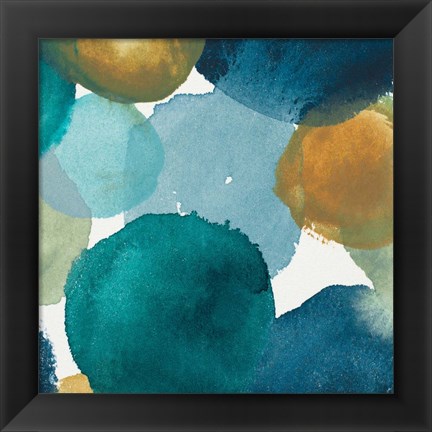 Framed Teal Watermarks Square II Print