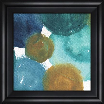Framed Teal Watermarks Square III Print