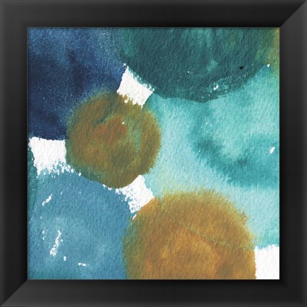 Framed Teal Watermarks Square III Print