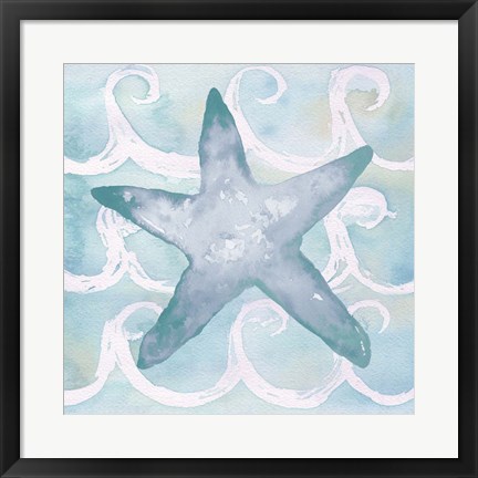 Framed Azure Sea Creatures I Print