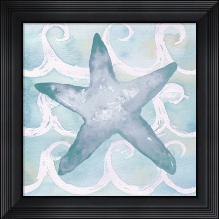 Framed Azure Sea Creatures I Print