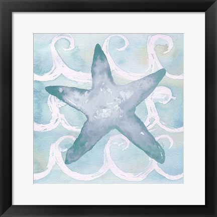 Framed Azure Sea Creatures I Print