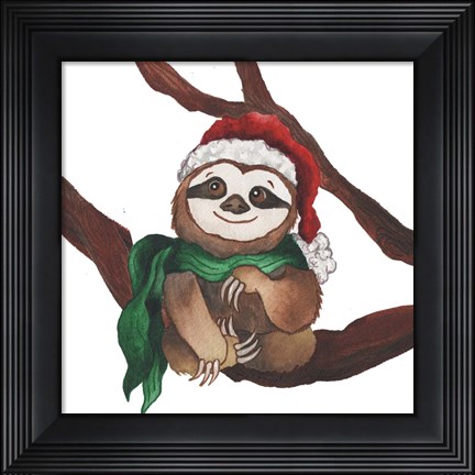 Framed Christmas Sloth I Print