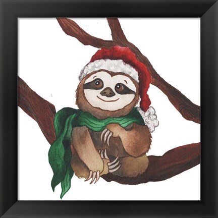 Framed Christmas Sloth I Print