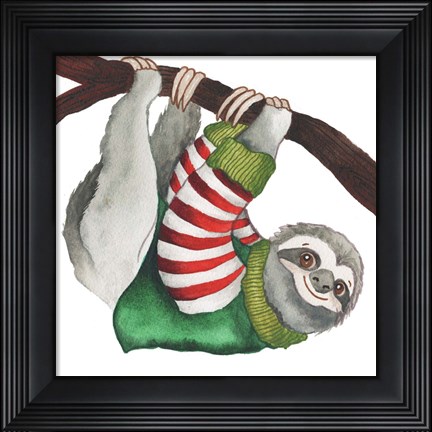 Framed Christmas Sloth II Print