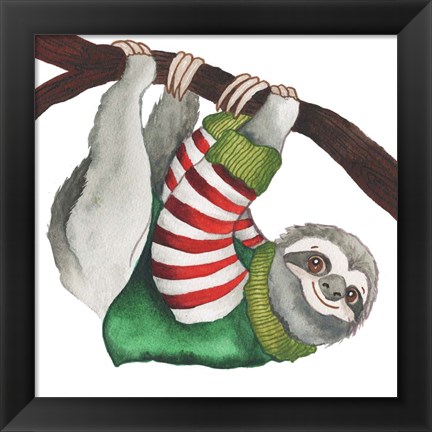 Framed Christmas Sloth II Print