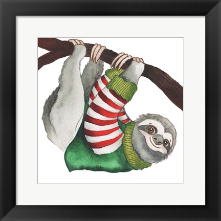 Framed Christmas Sloth II Print