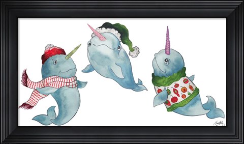 Framed Christmas Narwhals Print