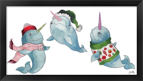 Framed Christmas Narwhals Print