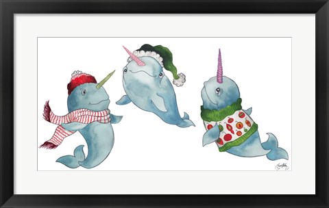 Framed Christmas Narwhals Print