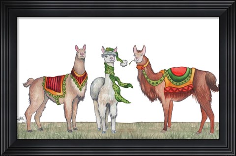 Framed Christmas Llamas Print