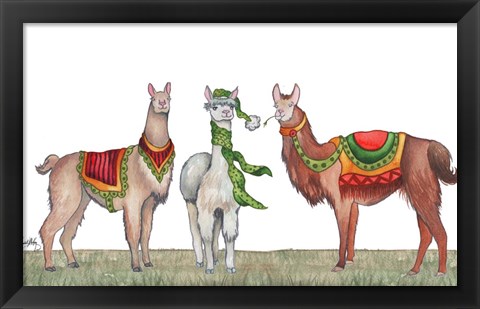 Framed Christmas Llamas Print