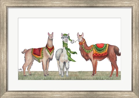 Framed Christmas Llamas Print