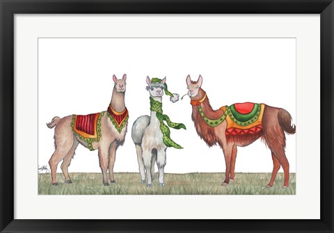 Framed Christmas Llamas Print