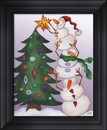 Framed Decorating Snowmen Print
