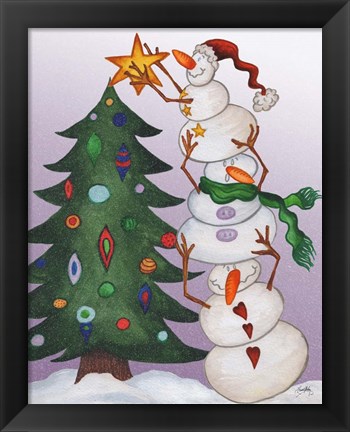 Framed Decorating Snowmen Print