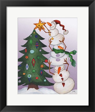 Framed Decorating Snowmen Print