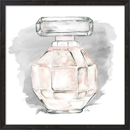 Framed Perfume Bottle with Watercolor II Print