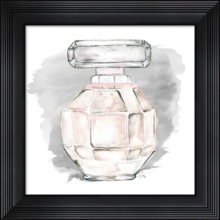 Framed Perfume Bottle with Watercolor II Print