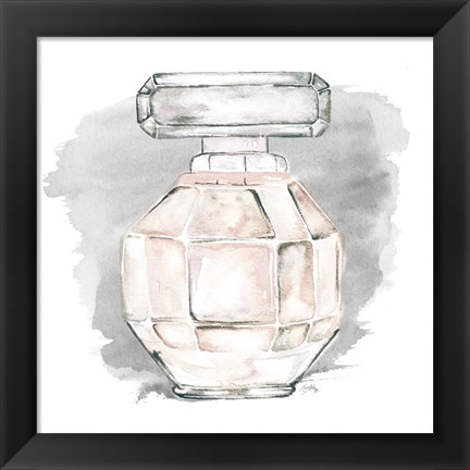 Framed Perfume Bottle with Watercolor II Print