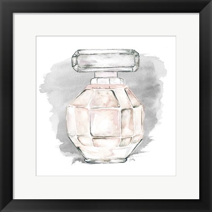 Framed Perfume Bottle with Watercolor II Print