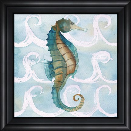 Framed Sea Creatures on Waves II Print