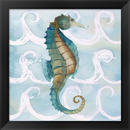 Framed Sea Creatures on Waves II Print