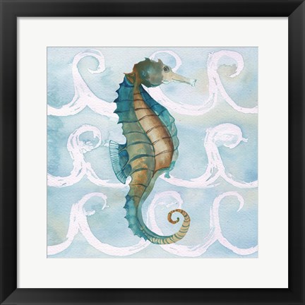 Framed Sea Creatures on Waves II Print